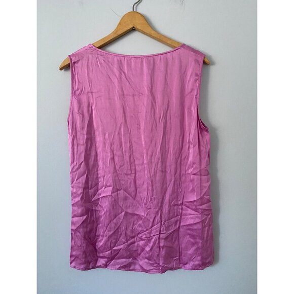 Basler Pink Sleeveless Top Size Medium Silky Pink Shell Pleated Detail - Picture 2 of 8